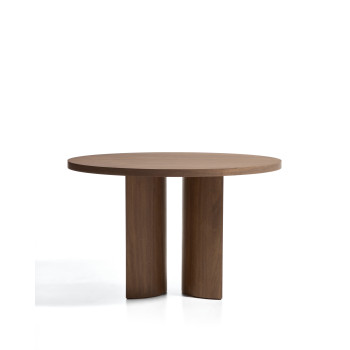 Mesa redonda Nealy con chapa de nogal y acabado oscuro Ø 120 cm