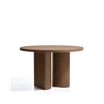 Mesa redonda Nealy con chapa de nogal y acabado oscuro Ø 120 cm