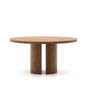 Mesa redonda Nealy chapada en nogal y acabado oscuro Ø 150 cm