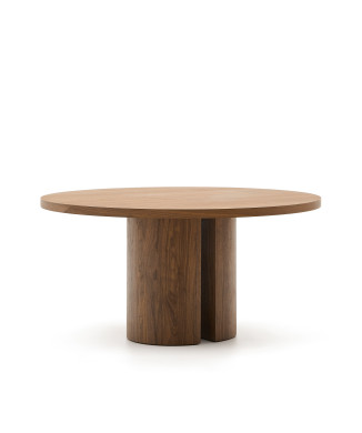 Mesa redonda Nealy chapada en nogal y acabado oscuro Ø 150 cm