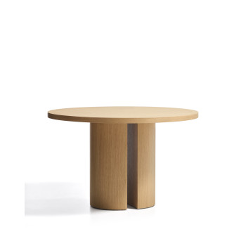 Mesa redonda Nealy con chapa de roble y acabado natural Ø 120 cm