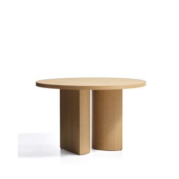 Mesa redonda Nealy con chapa de roble y acabado natural Ø 120 cm