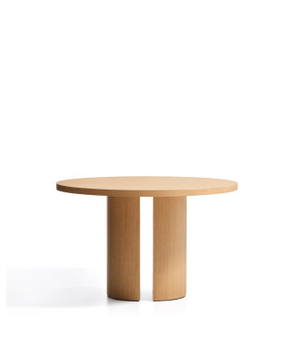 Mesa redonda Nealy con chapa de roble y acabado natural Ø 120 cm