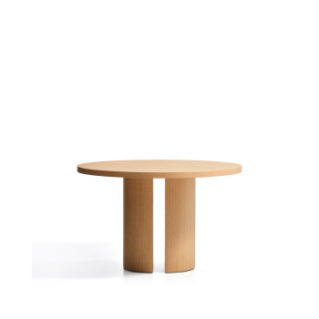 Mesa redonda Nealy con chapa de roble y acabado natural Ø 120 cm