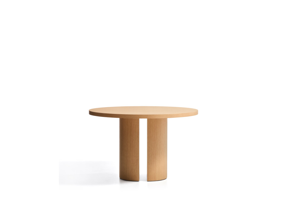 Mesa redonda Nealy con chapa de roble y acabado natural Ø 120 cm