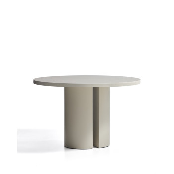Mesa redonda Nealy DM lacada en color crudo, Ø 120 cm