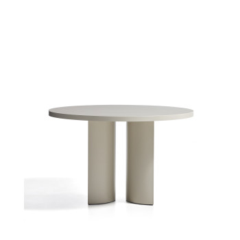 Mesa redonda Nealy DM lacada en color crudo, Ø 120 cm