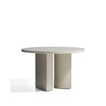 Mesa redonda Nealy DM lacada en color crudo, Ø 120 cm