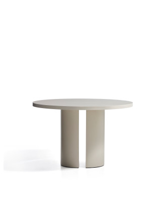 Mesa redonda Nealy DM lacada en color crudo, Ø 120 cm