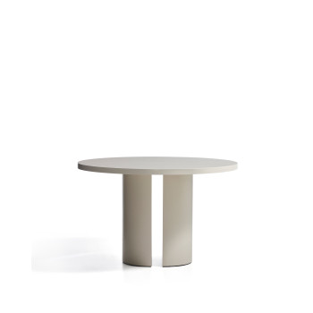 Mesa redonda Nealy DM lacada en color crudo, Ø 120 cm