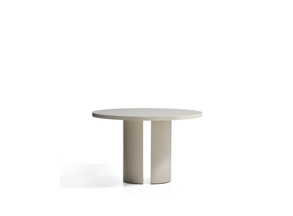 Mesa redonda Nealy DM lacada en color crudo, Ø 120 cm