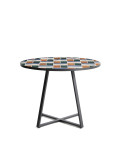 Mesa redonda Tella de acero galvanizado color grafito y azulejos multicolores Ø120 cm