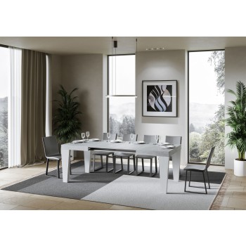 Mesa Spimbo Mix - Mesa extensible 90x130/390 cm Spimbo Mix con tablero de Fresno Blanco y patas de Nogal