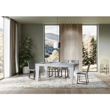 Mesa Spimbo Mix - Mesa extensible 90x160/264 cm Spimbo Mix con tablero de Fresno Blanco y patas de Nogal