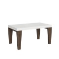 Mesa extensible Spimbo Mix 90x160/264 cm, tablero de fresno blanco - patas de nogal