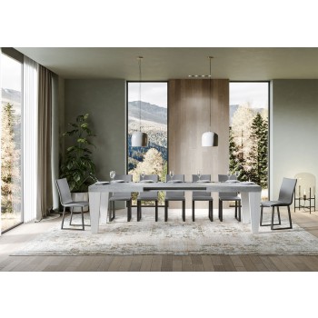 Mesa Spimbo Mix - Mesa extensible 90x180/284 cm Spimbo Mix con tablero de Fresno Blanco y patas de Nogal