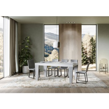 Mesa Spimbo Mix - Mesa extensible 90x180/440 cm Spimbo Mix con tablero de Fresno Blanco y patas de Nogal