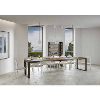 Mesa Tecno Evolution P.90 - Mesa extensible 120/380x90 cm Estructura de fresno blanco Tecno Evolution y patas antracita