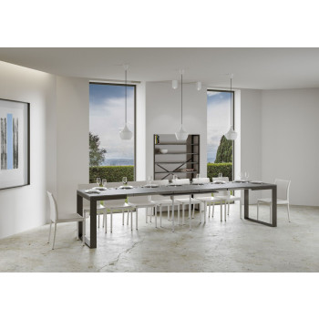 Mesa Tecno Evolution P.90 - Mesa extensible 120/380x90 cm Estructura de fresno blanco Tecno Evolution y patas antracita