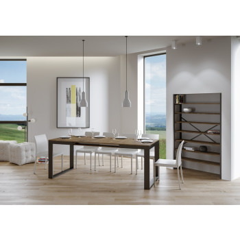 Mesa Tecno Evolution P.90 - Mesa extensible 180/440x90 cm Estructura de fresno blanco Tecno Evolution y patas antracita