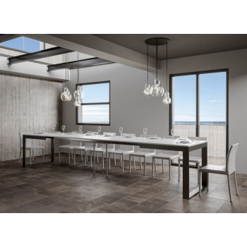 Mesa Tecno Evolution P.90 - Mesa extensible 180/440x90 cm Estructura de fresno blanco Tecno Evolution y patas antracita