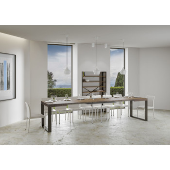 Mesa Tecno P.90 - Mesa extensible 130/390x90 cm Tecno fresno blanco con patas antracita