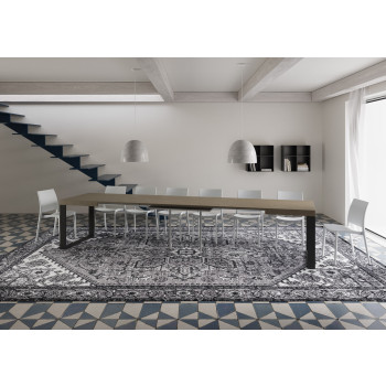 Mesa Tecno P.90 - Mesa extensible 140/400x90 cm Tecno fresno blanco con patas antracita