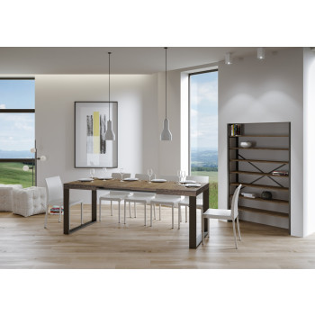 Mesa Tecno P.90 - Mesa extensible 180/284x90 cm Tecno fresno blanco con patas antracita