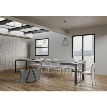 Mesa Tecno P.90 - Mesa extensible 200/460x90 cm Tecno fresno blanco con patas antracita