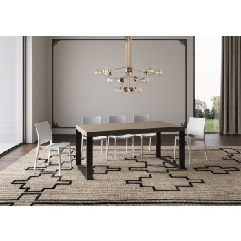 Mesa Tecno P.90 - Mesa extensible 200/460x90 cm Tecno fresno blanco con patas antracita