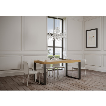 Mesa Tecno Premium D.90 - Mesa extensible 120/380x90 cm Tecno Premium fresno blanco con patas antracita