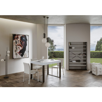 Mesa Tecno Premium D.90 - Mesa extensible 130/234x90 cm Tecno Premium fresno blanco con patas antracita