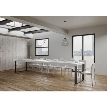 Mesa Tecno Premium D.90 - Mesa extensible 140/400x90 cm Tecno Premium fresno blanco con patas antracita