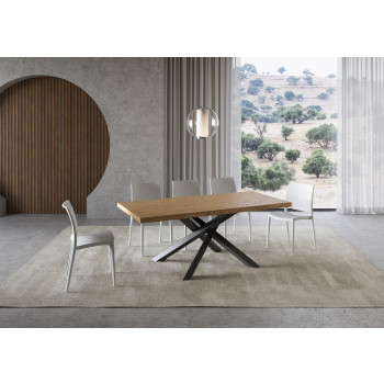 Mesa Versalux Roble descortezado con patas antracita - Mesa extensible 90x180/230 cm Mesa Versalux Roble descortezado con patas antracita