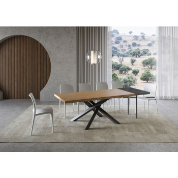 Mesa Versalux Roble descortezado con patas antracita - Mesa extensible 90x180/230 cm Mesa Versalux Roble descortezado con patas antracita