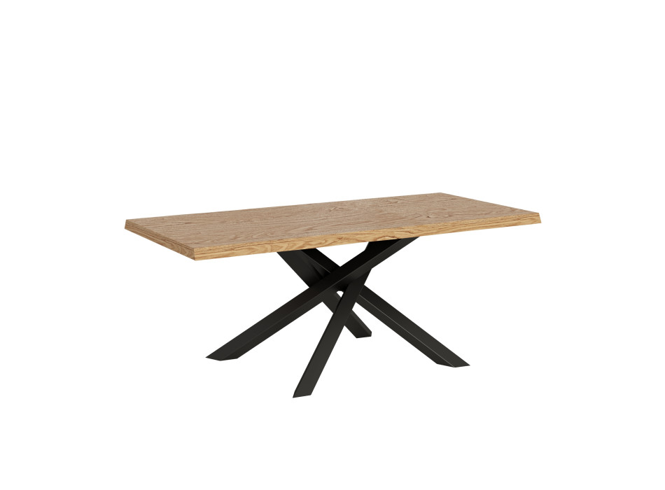 Mesa Versalux de madera maciza labrada con patas antracita - Mesa extensible 90x180/230 cm Versalux Roble labrado con patas antracita