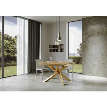 Mesa Volantis Evolution con estructura dorada - Mesa extensible 90x120/380 cm Volantis Evolution Fresno Blanco con estructura dorada