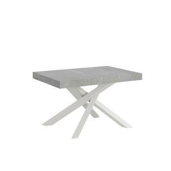 Mesa Volantis con patas blancas D.90 - Mesa extensible 130/390x90 cm Volantis fresno blanco con patas blancas