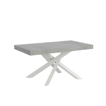Mesa Volantis con patas blancas D.90 - Mesa extensible 180/440x90 cm Volantis fresno blanco con patas blancas