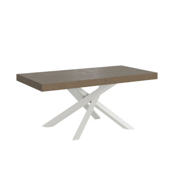 Mesa Volantis con patas blancas D.90 - Mesa extensible 180/440x90 cm Volantis fresno blanco con patas blancas