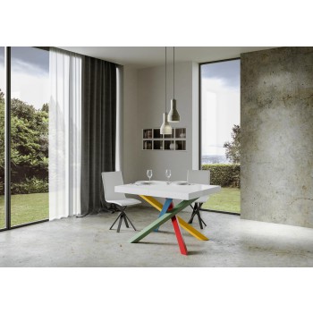 Mesa Volantis Multicolor - Mesa Extensible 90x160/264 cm Volantis Estructura Fresno Blanco Multicolor