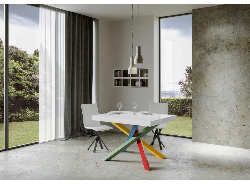 Mesa Volantis Multicolor - Mesa Extensible 90x160/264 cm Volantis Estructura Fresno Blanco Multicolor