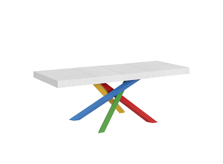 Mesa Volantis Premium Color 4/B P.90 - Mesa extensible 160/264x90 cm Volantis Premium patas fresno blanco multicolor 4/B