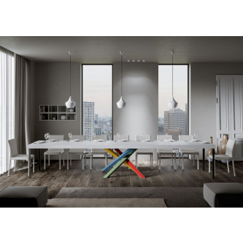 Mesa Volantis Premium Color 4/B P.90 - Mesa extensible 180/440x90 cm Volantis Premium patas fresno blanco multicolor 4/B