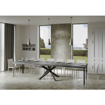 Mesa Volantis Premium patas antracita P.90 - Mesa extensible 130/390x90 cm Volantis Premium patas antracita fresno blanco