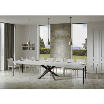 Mesa Volantis Premium patas antracita P.90 - Mesa extensible 130/390x90 cm Volantis Premium patas antracita fresno blanco