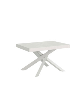 Mesa Volantis Premium con patas blancas D.90 - Mesa extensible 140/400x90 cm Volantis Premium fresno blanco con patas blancas
