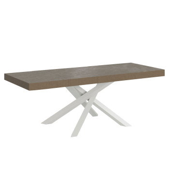 Mesa Volantis Premium con patas blancas D.90 - Mesa extensible 160/420x90 cm Volantis Premium fresno blanco con patas blancas