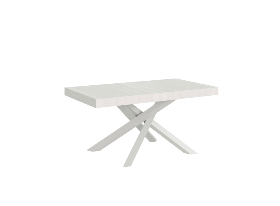 Mesa Volantis Premium con patas blancas D.90 - Mesa extensible 200/304x90 cm Volantis Premium fresno blanco con patas blancas