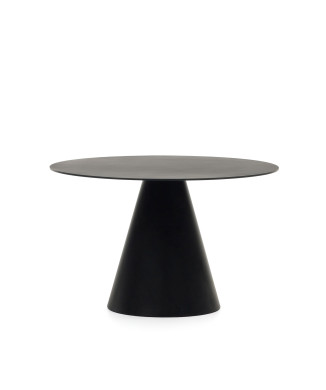 Mesa Wilshire de cristal templado y metal pintado negro Ø 120 cm